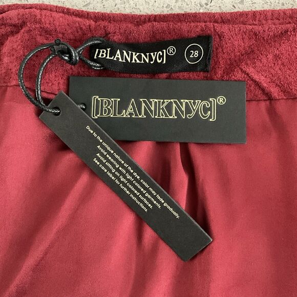 100% Suede Leather Fire Away Blank NYC Skirt Burgundy Full Zip 28 - Picture 4 of 10